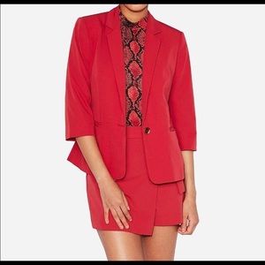 Express Cropped Sleeve Blazer Bombay Red L NWT